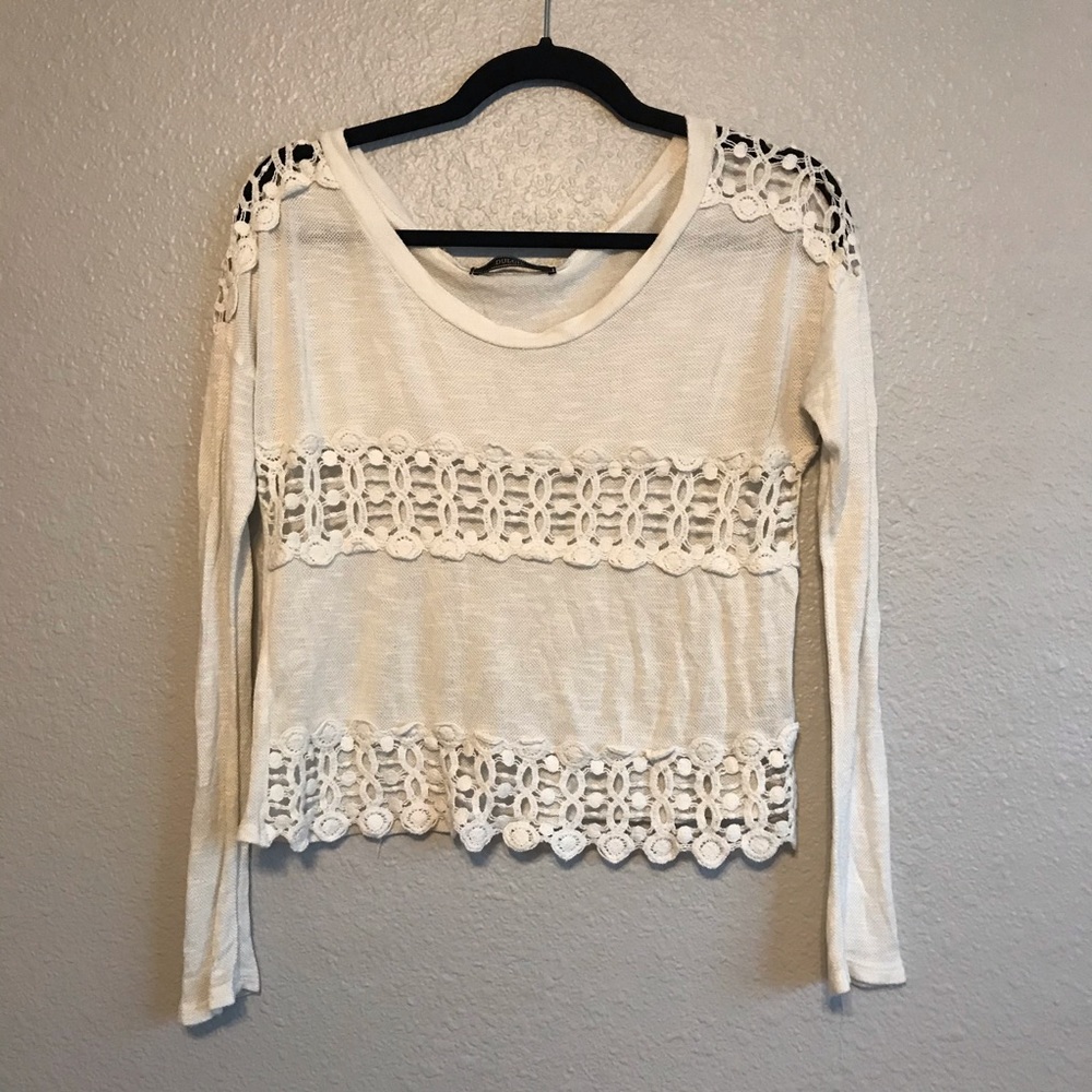 Dulcie | Light Cream Long Sleeve Lace Top